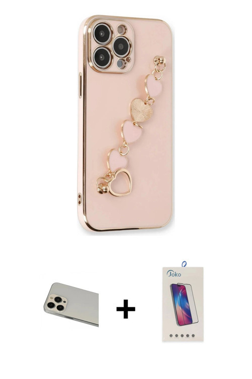 ieg™ iPhone 13 Pro Max Kılıf Nova Işık Prime - Siyah Joko 5D Cam + Rose Gold Rainbow Kamera Lens Kor