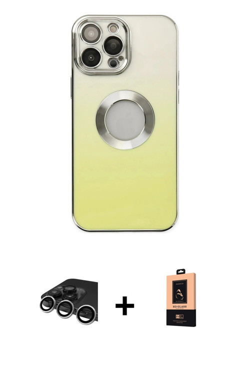 ieg™ iPhone 13 Pro Max Kılıf Kutup Yansıma Özel Seri - Şeffaf Maxco Cam Ekran Koruyucu + Gümüş Raze