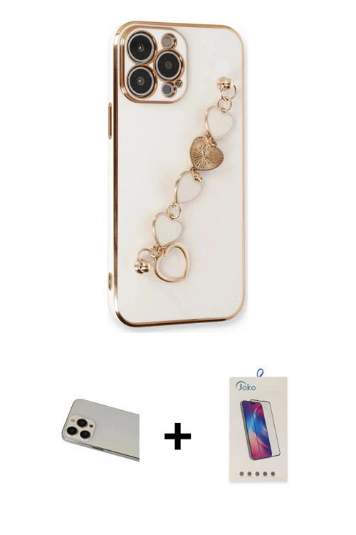ieg™ iPhone 13 Pro Max Kılıf Nova Işık Prime - Siyah Joko 5D Cam + Rose Gold Rainbow Kamera Lens Kor