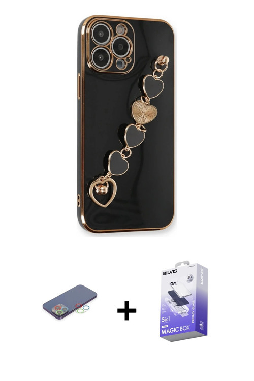 iPhone 13 Pro Max Kılıf Nova Işık Prime - Siyah Bilvis 5in1 5D Magic Hayalet Cam Ekran Koruyucu