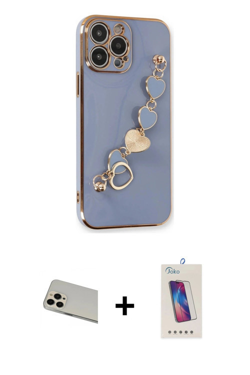 ieg™ iPhone 13 Pro Max Kılıf Nova Işık Prime - Siyah Joko 5D Cam + Rose Gold Rainbow Kamera Lens Kor
