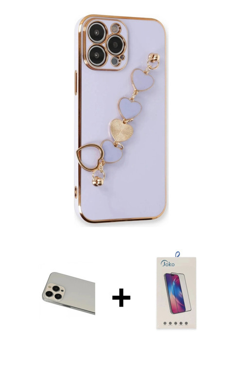 ieg™ iPhone 13 Pro Max Kılıf Nova Işık Prime - Siyah Joko 5D Cam + Rose Gold Rainbow Kamera Lens Kor