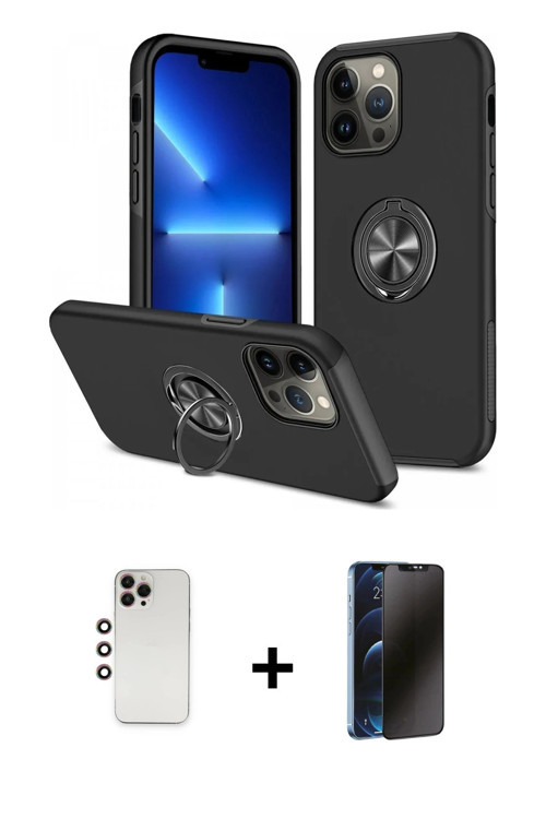 ieg™ iPhone 13 Pro Max Kılıf Odak Form Prime - Siyah 3D Antistatik Hayalet Cam Ekran Koruyucu + Gökk