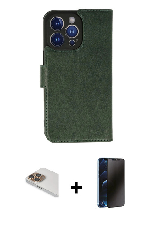 ieg™ iPhone 13 Pro Max Kılıf Siluet Işık Serisi - Siyah 3D Antistatik Hayalet Cam Ekran Koruyucu + G