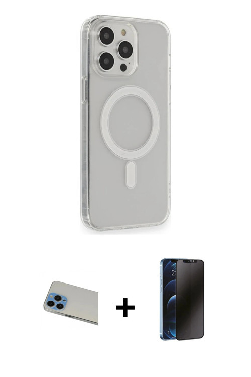ieg™ iPhone 13 Pro Max Kılıf Pusula Çizgi Koleksiyonu - Siyah 3D Antistatik Hayalet Cam Ekran Koruyu