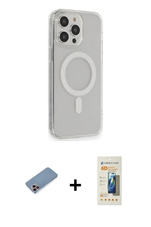 ieg™ iPhone 13 Pro Max Kılıf Pusula Çizgi Koleksiyonu - Siyah 6D Mat Seramik Hayalet Nano Ekran Koru