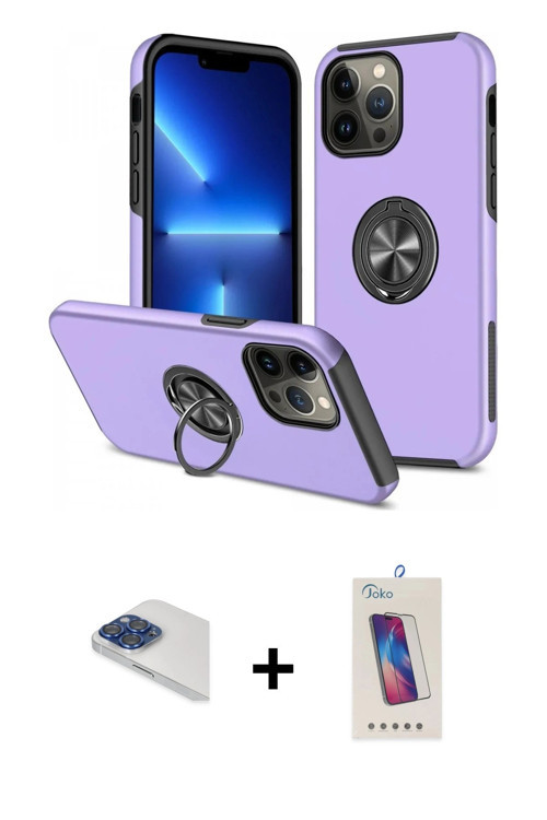 ieg™ iPhone 13 Pro Max Kılıf Odak Form Prime - Siyah Joko 5D Cam + Lacivert Pers Alüminyum Kamera Le