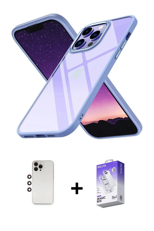 ieg™ iPhone 13 Pro Max Kılıf Nova Işık Serisi - Siyah Bilvis 5in1 3D Magic Cam Ekran Koruyucu + Gökk