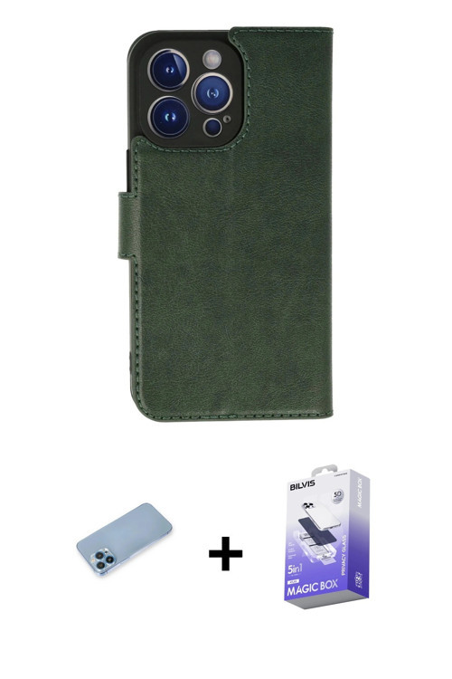 ieg™ iPhone 13 Pro Max Kılıf Siluet Işık Serisi - Siyah Bilvis 5in1 5D Magic Hayalet Cam Ekran Koruy