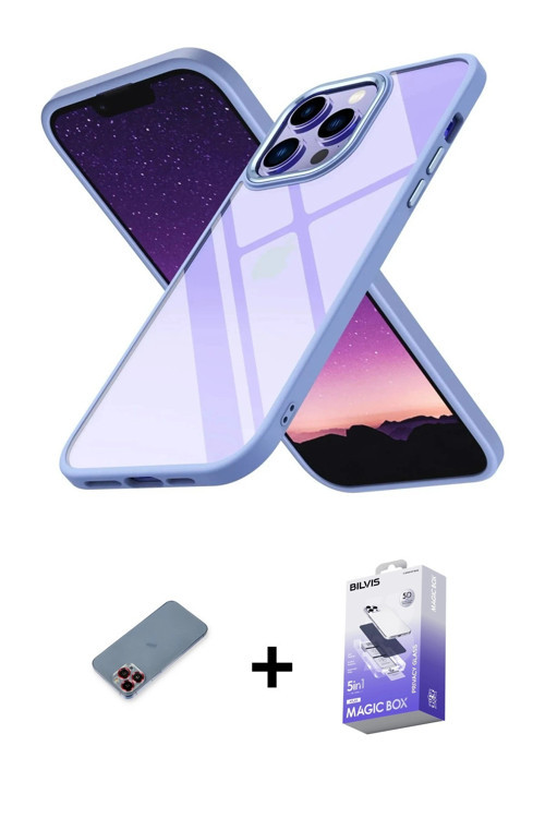 ieg™ iPhone 13 Pro Max Kılıf Nova Işık Serisi - Siyah Bilvis 5in1 5D Magic Hayalet Cam Ekran Koruyuc