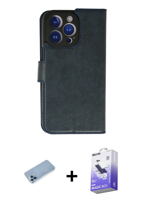 ieg™ iPhone 13 Pro Max Kılıf Siluet Işık Serisi - Siyah Bilvis 5in1 5D Magic Hayalet Cam Ekran Koruy