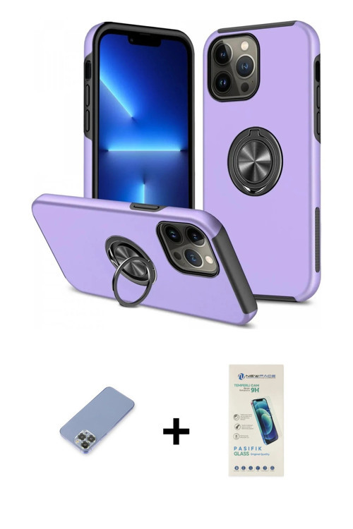 ieg™ iPhone 13 Pro Max Kılıf Odak Form Prime - Şeffaf Pasifik Cam Ekran Koruyucu + Koyu Yeşil Metal