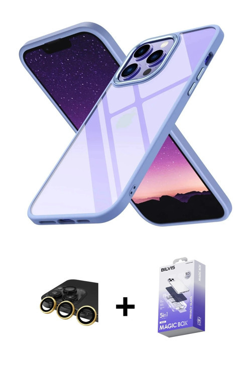 ieg™ iPhone 13 Pro Max Kılıf Nova Işık Serisi - Siyah Bilvis 5in1 5D Magic Hayalet Cam Ekran Koruyuc