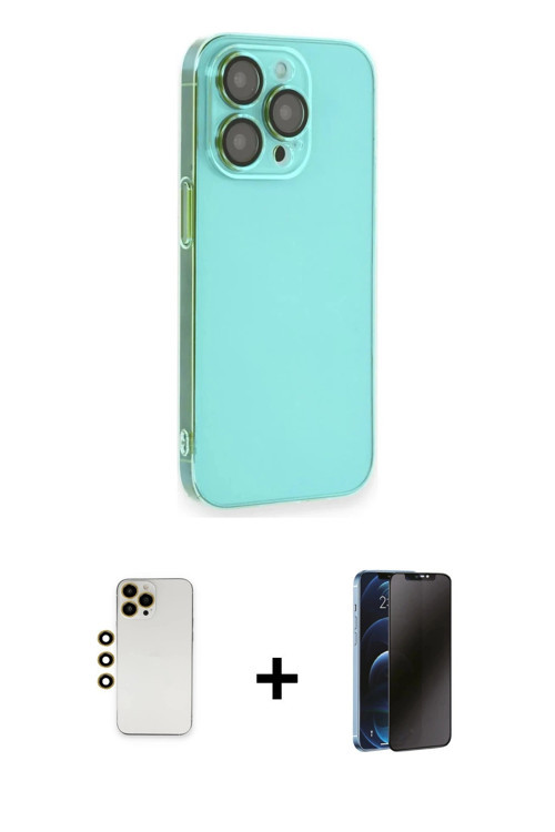 ieg™ iPhone 13 Pro Max Kılıf Siluet Minimal Özel Seri - Siyah 3D Antistatik Hayalet Cam Ekran Koruyu