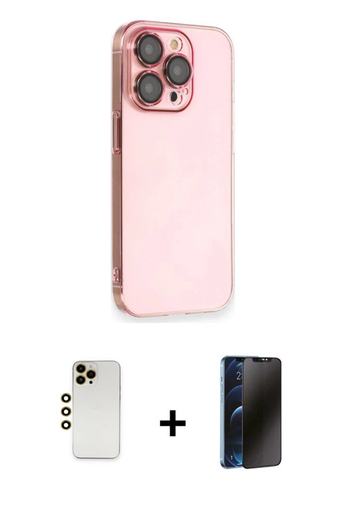 ieg™ iPhone 13 Pro Max Kılıf Siluet Minimal Özel Seri - Siyah 3D Antistatik Hayalet Cam Ekran Koruyu