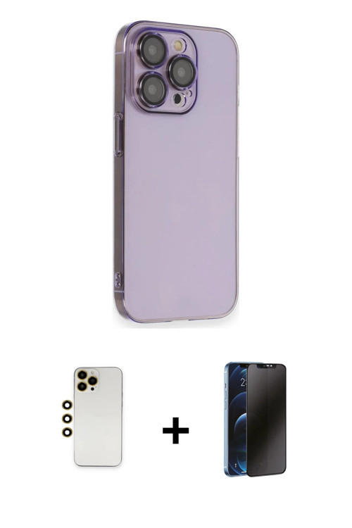 ieg™ iPhone 13 Pro Max Kılıf Siluet Minimal Özel Seri - Siyah 3D Antistatik Hayalet Cam Ekran Koruyu