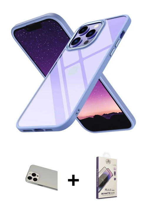 ieg™ iPhone 13 Pro Max Kılıf Nova Işık Serisi - Siyah Bilvis 3D Mat Cam Ekran Koruyucu + Beyaz Rainb