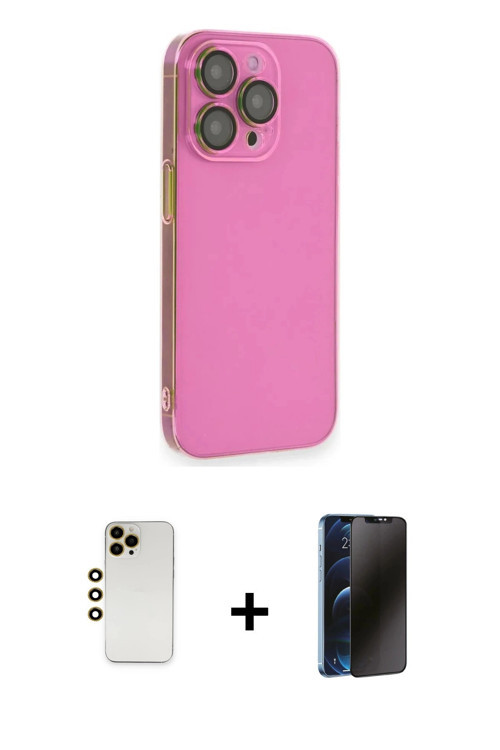 ieg™ iPhone 13 Pro Max Kılıf Siluet Minimal Özel Seri - Siyah 3D Antistatik Hayalet Cam Ekran Koruyu
