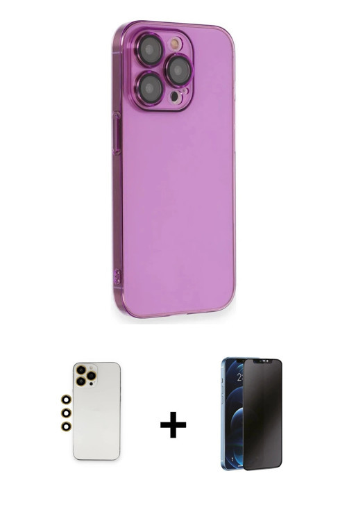ieg™ iPhone 13 Pro Max Kılıf Siluet Minimal Özel Seri - Siyah 3D Antistatik Hayalet Cam Ekran Koruyu