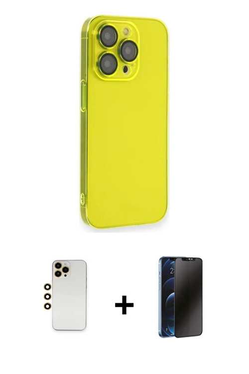 ieg™ iPhone 13 Pro Max Kılıf Siluet Minimal Özel Seri - Siyah 3D Antistatik Hayalet Cam Ekran Koruyu