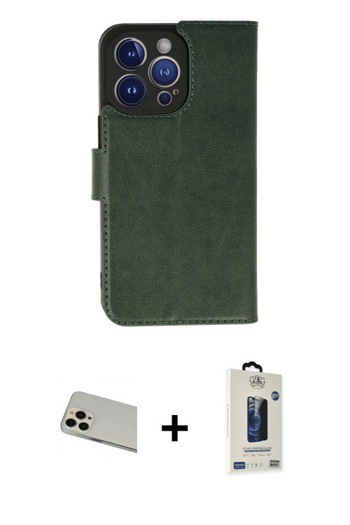 ieg™ iPhone 13 Pro Max Kılıf Siluet Işık Serisi - Siyah Bilvis Hayalet Cam Ekran Koruyucu + Rose Gol