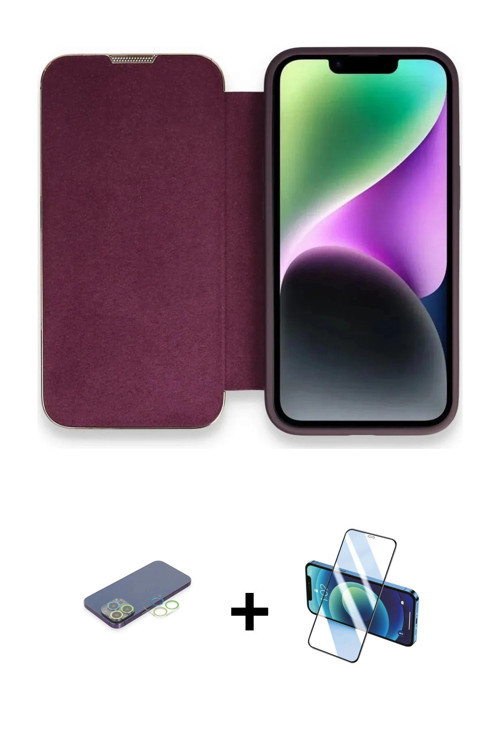 ieg™ iPhone 13 Pro Max Kılıf Siluet Minimal Serisi - Siyah 3D Antistatik Cam Ekran Koruyucu + Yeşil