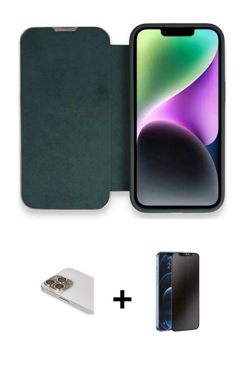 iPhone 13 Pro Max Kılıf Siluet Minimal Serisi - Siyah 3D Antistatik Hayalet Cam Ekran Koruyucu