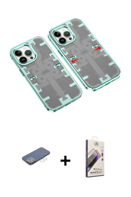 ieg™ iPhone 13 Pro Max Kılıf Ufuk Doku Prime - Siyah Bilvis 3D Mat Cam Ekran Koruyucu + Yeşil Renkli