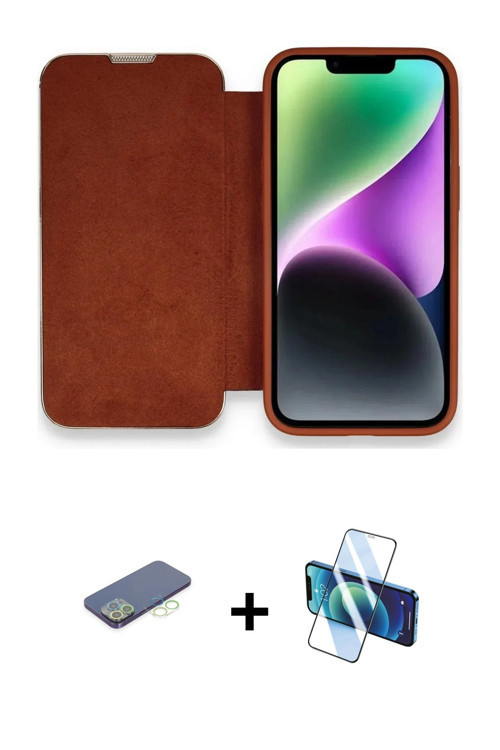 ieg™ iPhone 13 Pro Max Kılıf Siluet Minimal Serisi - Siyah 3D Antistatik Cam Ekran Koruyucu + Yeşil