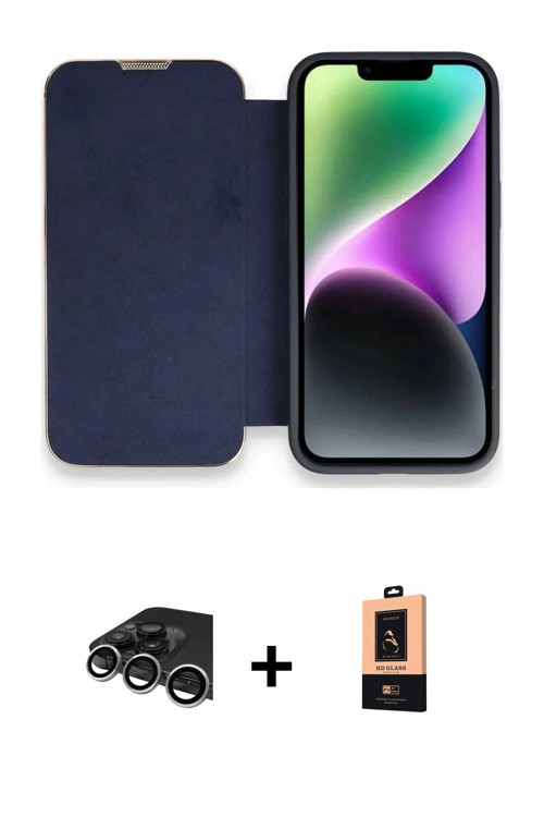 ieg™ iPhone 13 Pro Max Kılıf Siluet Minimal Serisi - Şeffaf Maxco Cam Ekran Koruyucu + Gümüş Raze Me