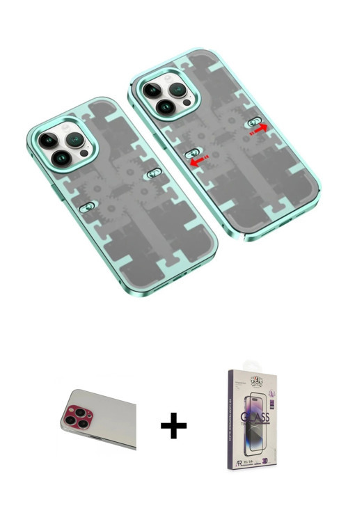 ieg™ iPhone 13 Pro Max Kılıf Ufuk Doku Prime - Siyah Bilvis 3D Cam Ekran Koruyucu + Kırmızı Rainbow