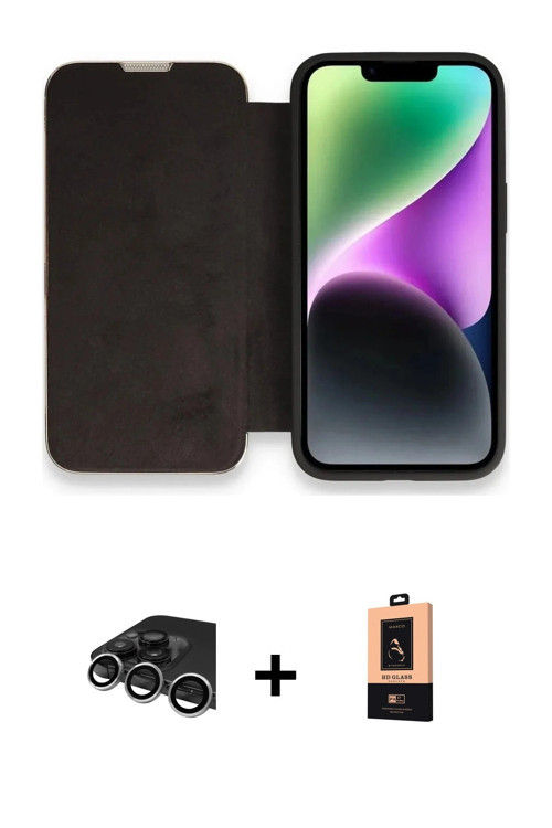 ieg™ iPhone 13 Pro Max Kılıf Siluet Minimal Serisi - Şeffaf Maxco Cam Ekran Koruyucu + Gümüş Raze Me