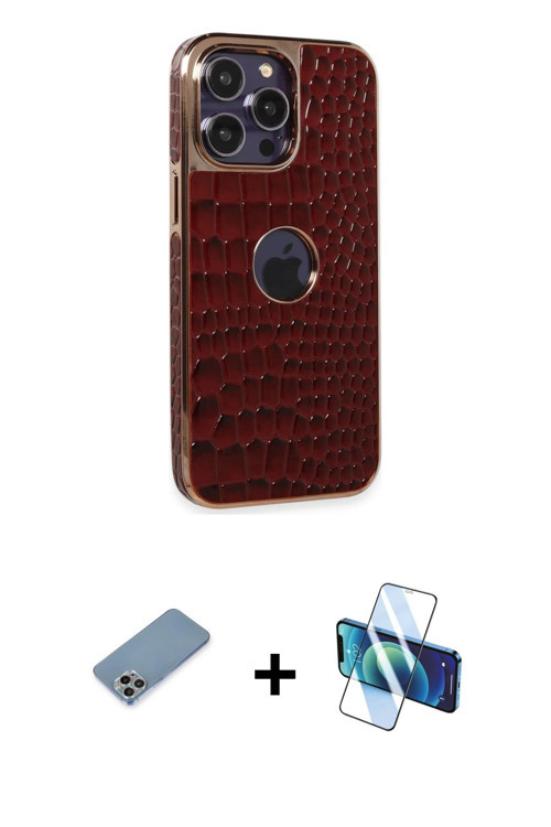 ieg™ iPhone 13 Pro Max Kılıf Ufuk Form Prime - Siyah 3D Antistatik Cam Ekran Koruyucu + Gökkuşağı Sh