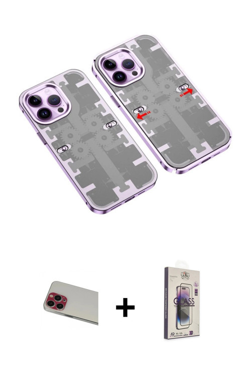 ieg™ iPhone 13 Pro Max Kılıf Ufuk Doku Prime - Siyah Bilvis 3D Cam Ekran Koruyucu + Kırmızı Rainbow