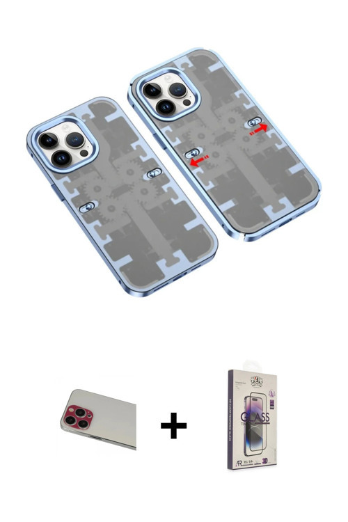 ieg™ iPhone 13 Pro Max Kılıf Ufuk Doku Prime - Siyah Bilvis 3D Cam Ekran Koruyucu + Kırmızı Rainbow