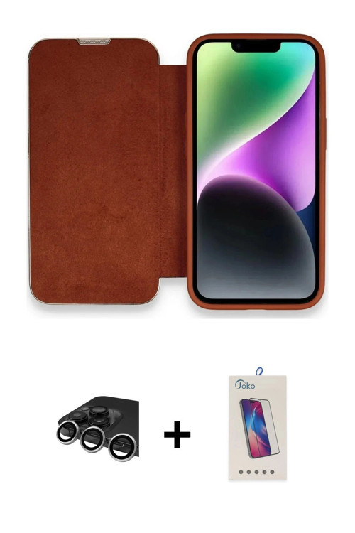 ieg™ iPhone 13 Pro Max Kılıf Siluet Minimal Serisi - Siyah Joko 5D Cam + Gümüş Raze Metal Kamera Len