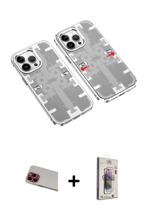 ieg™ iPhone 13 Pro Max Kılıf Ufuk Doku Prime - Siyah Bilvis 3D Cam Ekran Koruyucu + Kırmızı Rainbow