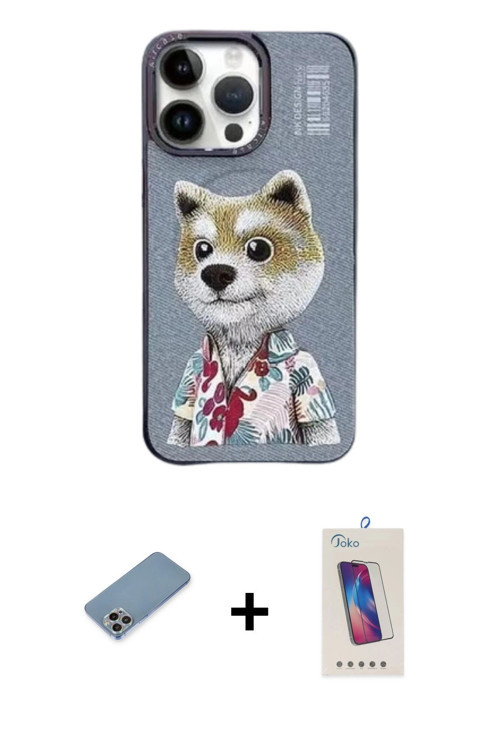 ieg™ iPhone 13 Pro Max Kılıf Siluet Modern Özel Seri - Siyah Joko 5D Cam + Gökkuşağı Shine Kamera Le