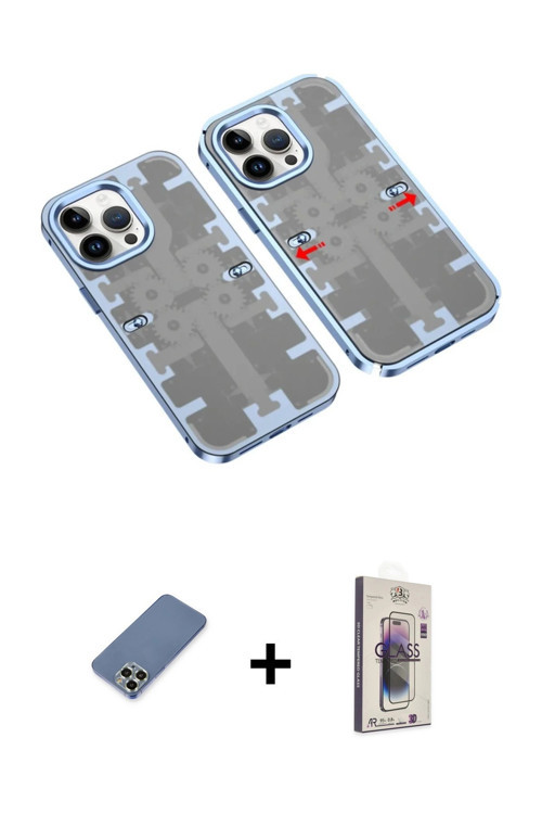 ieg™ iPhone 13 Pro Max Kılıf Ufuk Doku Prime - Siyah Bilvis 3D Cam Ekran Koruyucu + Açık Yeşil Metal