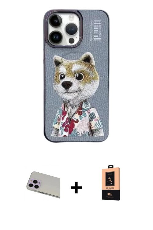 ieg™ iPhone 13 Pro Max Kılıf Siluet Modern Özel Seri - Şeffaf Maxco Cam Ekran Koruyucu + Mor Rainbow