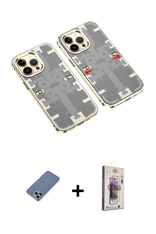 ieg™ iPhone 13 Pro Max Kılıf Ufuk Doku Prime - Siyah Bilvis 3D Cam Ekran Koruyucu + Açık Yeşil Metal