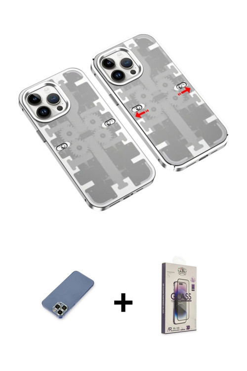 ieg™ iPhone 13 Pro Max Kılıf Ufuk Doku Prime - Siyah Bilvis 3D Cam Ekran Koruyucu + Açık Yeşil Metal