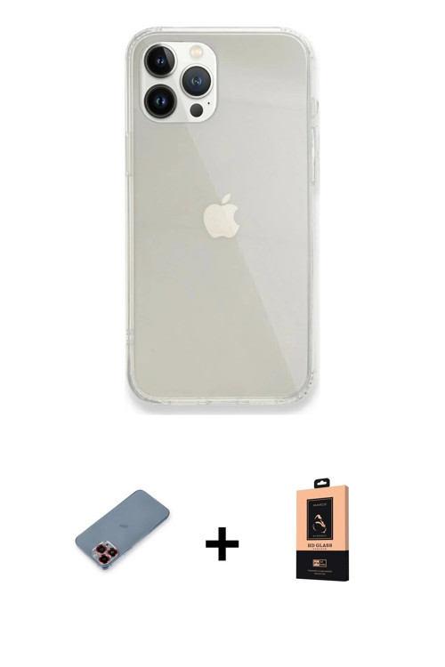 ieg™ iPhone 13 Pro Max Kılıf Vadi Asil Prime - Şeffaf Maxco Cam Ekran Koruyucu + Kırmızı Metal Kamer