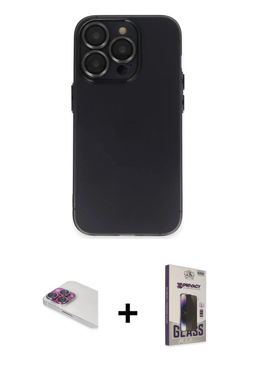ieg™ iPhone 13 Pro Max Kılıf Ufuk Minimal Özel Seri - Siyah Bilvis Hayalet Cam Ekran Koruyucu + Gökk