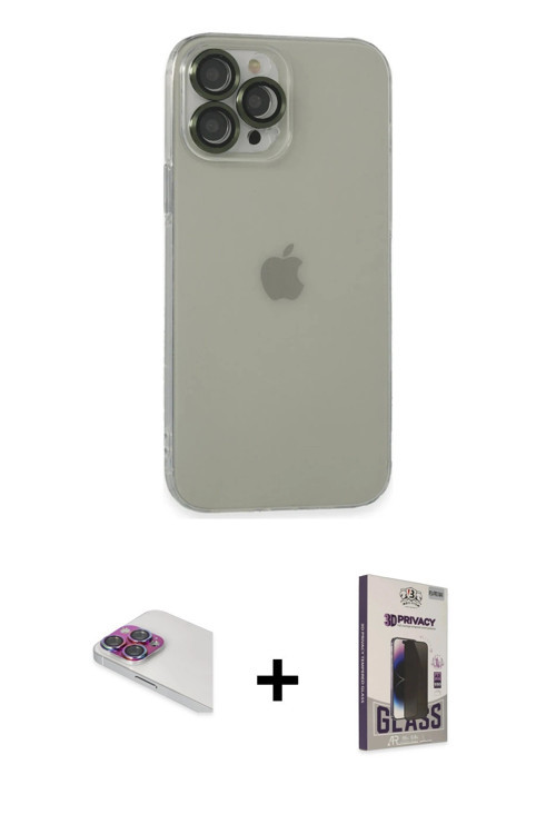 ieg™ iPhone 13 Pro Max Kılıf Ufuk Minimal Özel Seri - Siyah Bilvis Hayalet Cam Ekran Koruyucu + Gökk