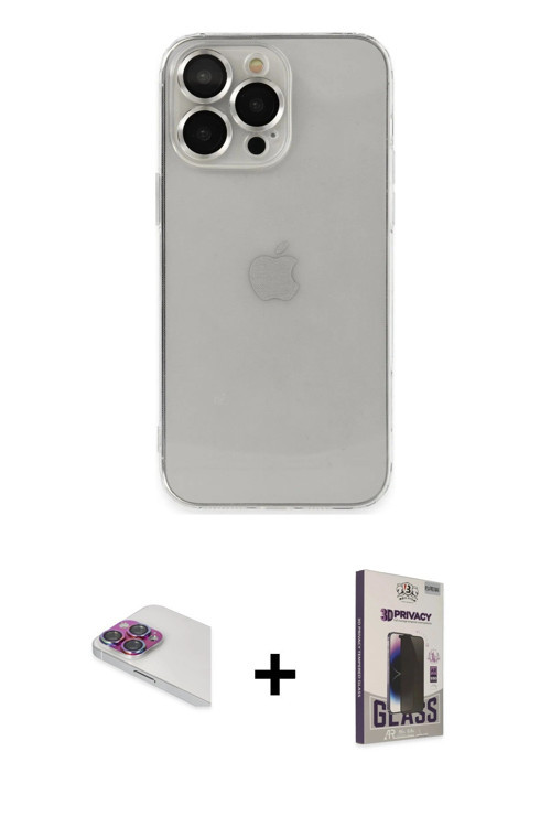 ieg™ iPhone 13 Pro Max Kılıf Ufuk Minimal Özel Seri - Siyah Bilvis Hayalet Cam Ekran Koruyucu + Gökk