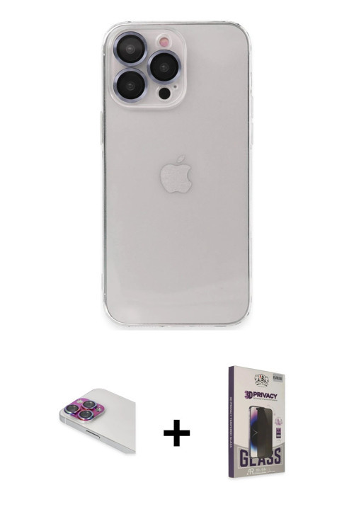 ieg™ iPhone 13 Pro Max Kılıf Ufuk Minimal Özel Seri - Siyah Bilvis Hayalet Cam Ekran Koruyucu + Gökk