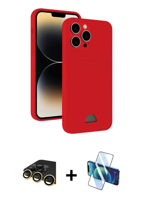 ieg™ iPhone 13 Pro Max Kılıf Vadi Çizgi Prime - Siyah 3D Antistatik Cam Ekran Koruyucu + Gold Raze M