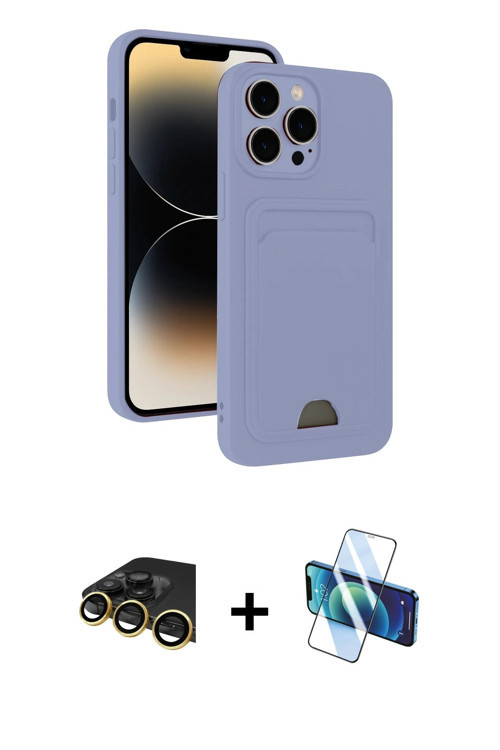 ieg™ iPhone 13 Pro Max Kılıf Vadi Çizgi Prime - Siyah 3D Antistatik Cam Ekran Koruyucu + Gold Raze M