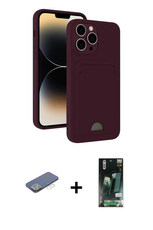 ieg™ iPhone 13 Pro Max Kılıf Vadi Çizgi Prime - Şeffaf 360 Full Body Arka Koruyucu + Yeşil Renkli Ka